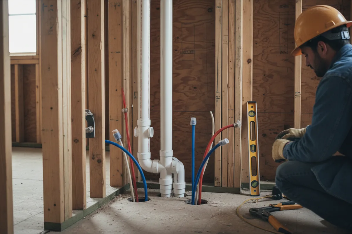 Drain and supply rough-in during Drain Cleaning in Esparto